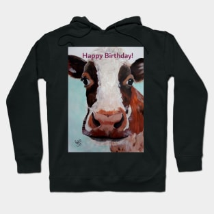 Happy Birthday greeting card featuring cow face Hoodie